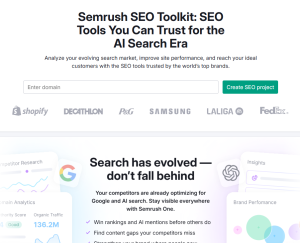 Semrush dashboard showing competitive intelligence features