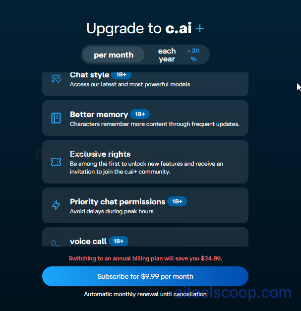 Character.ai c.ai+ Subscription Pricing, Priority Access and New Feature Previews