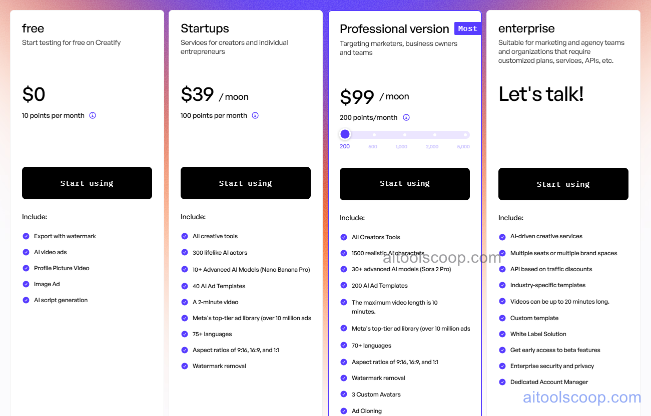 Creatify AI Pricing, Product URL-to-Video Credits, Ad Variation Limits and Export Tiers