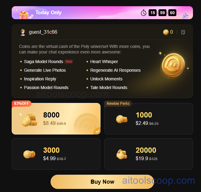 Polybuzz AI Pricing Plans, Subscription Tiers for AI Content Creation