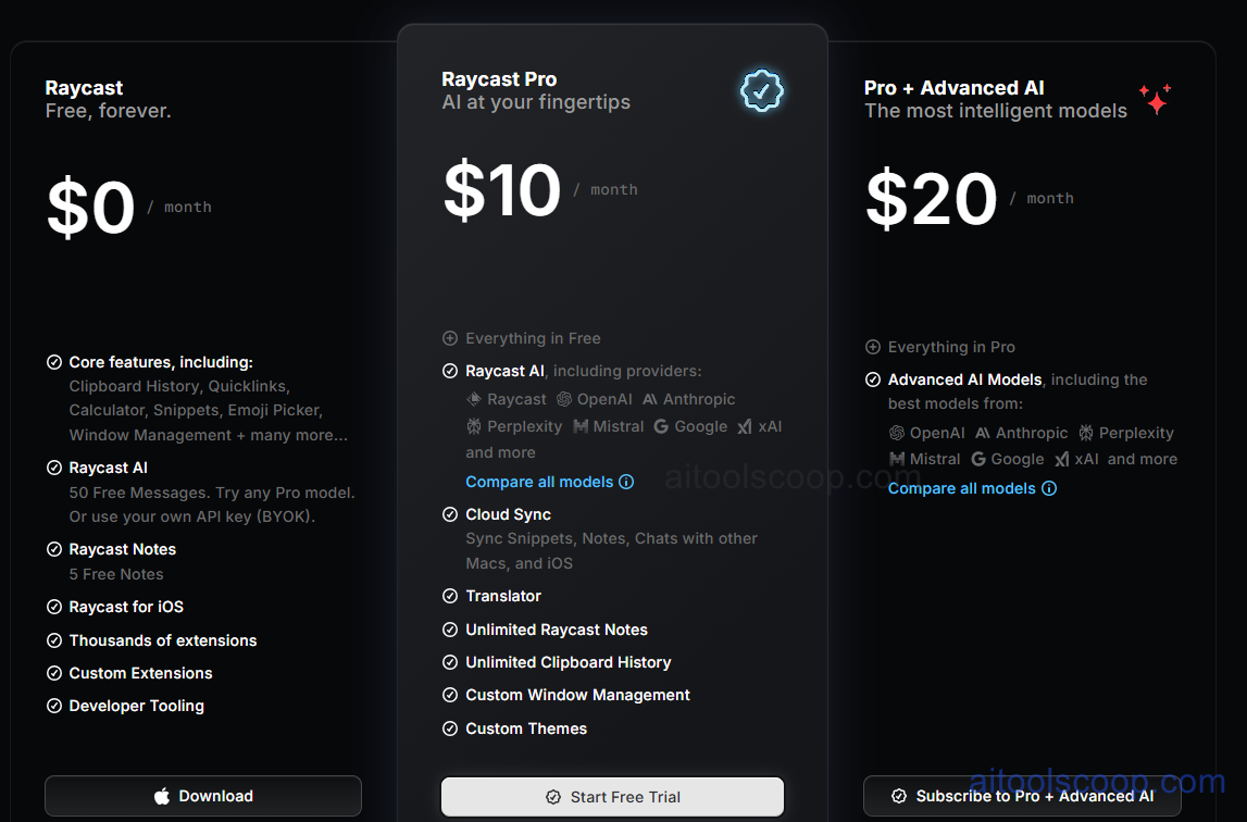Raycast Pro Pricing, AI Expansion Pack, Custom Themes and Team Sharing Features