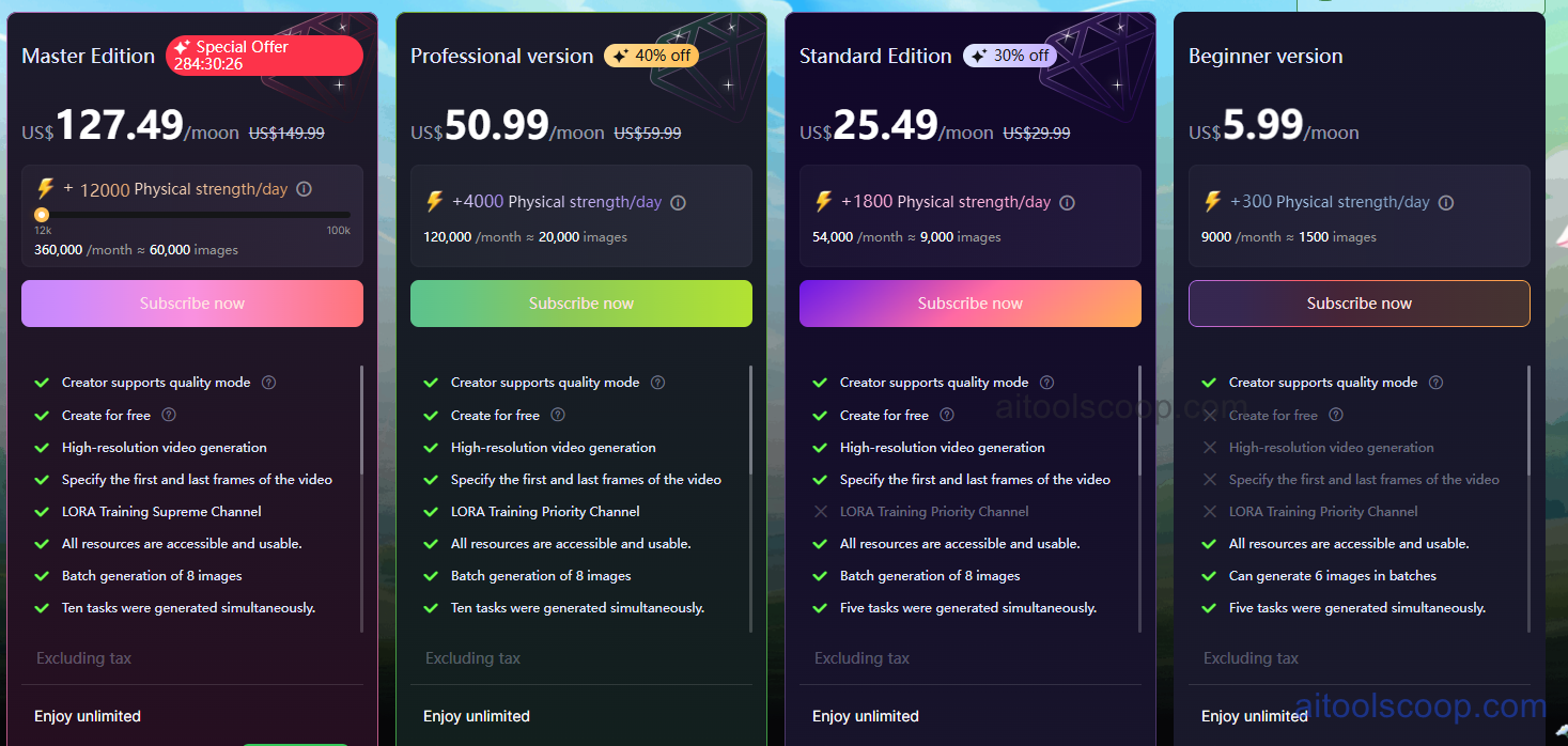 SeaArt AI Pricing, Subscription Credit Plans and VIP Features