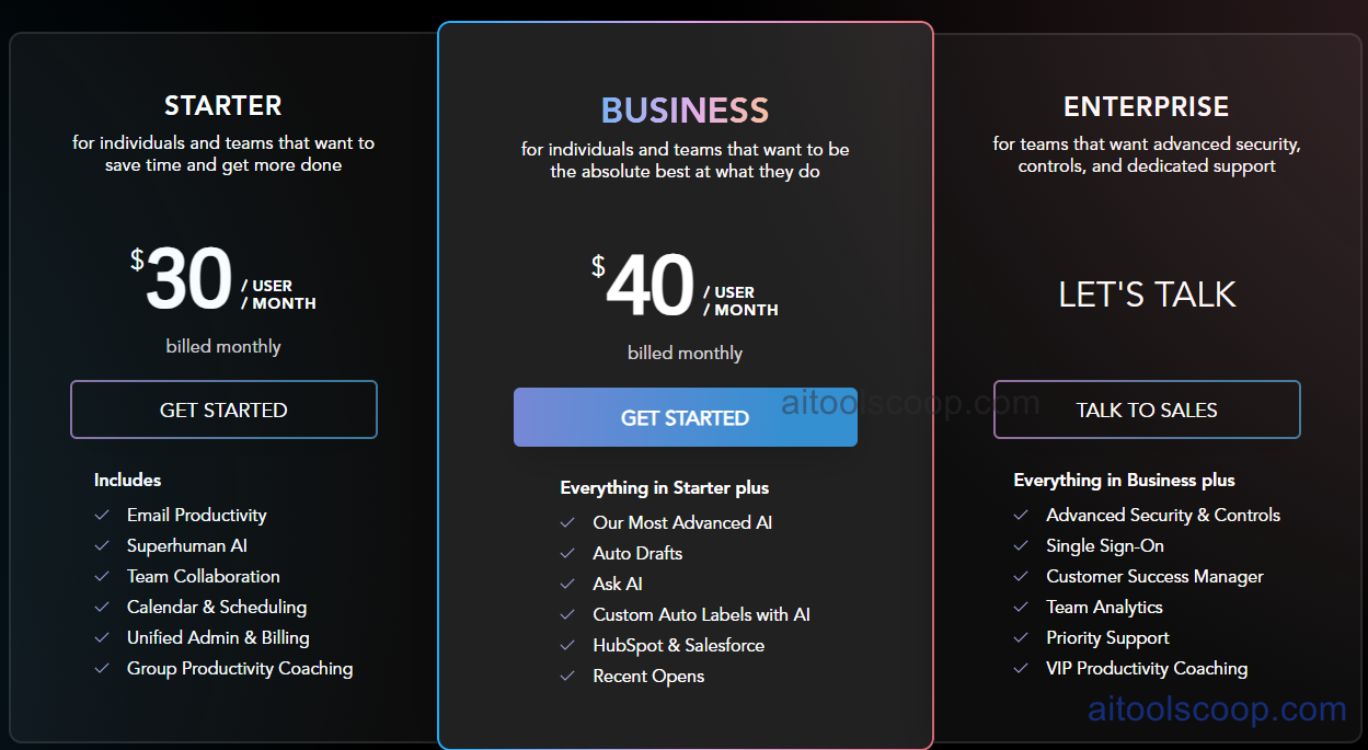 Superhuman AI Email Pricing, Individual and Team Subscription Plans, Yearly Discount Rates