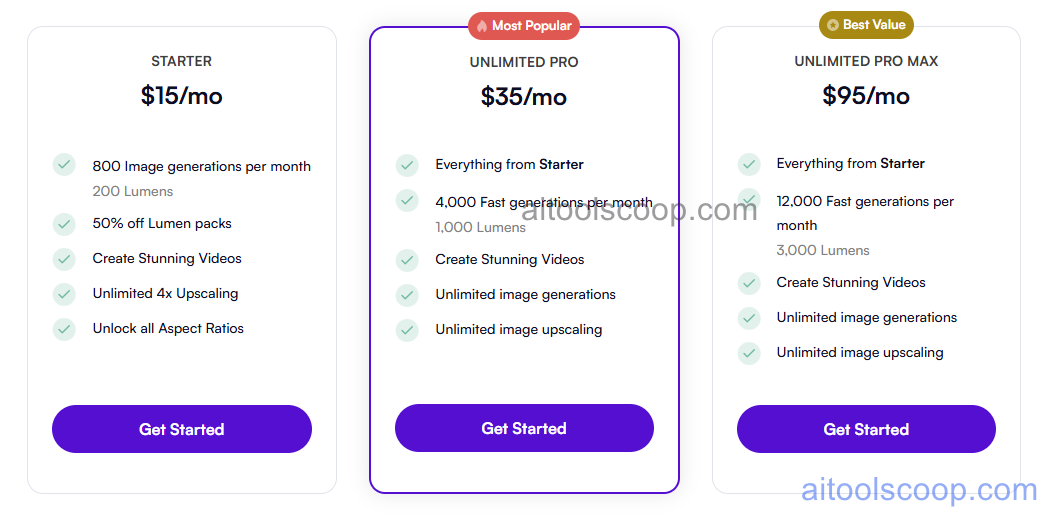 Starryai pricing plans