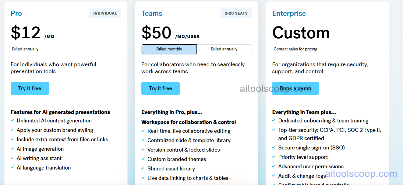 Beautiful.ai pricing plans