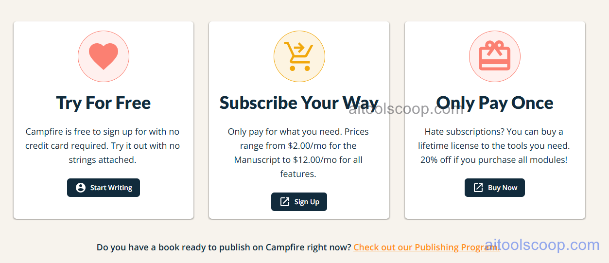 Campfire Writing pricing plans