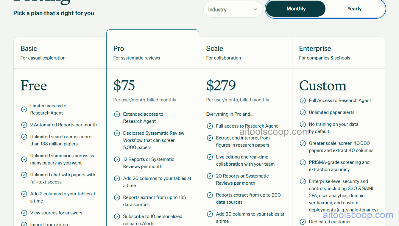 Elicit pricing plans