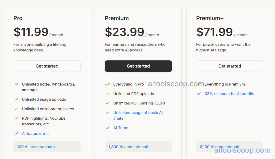 Heptabase pricing plans