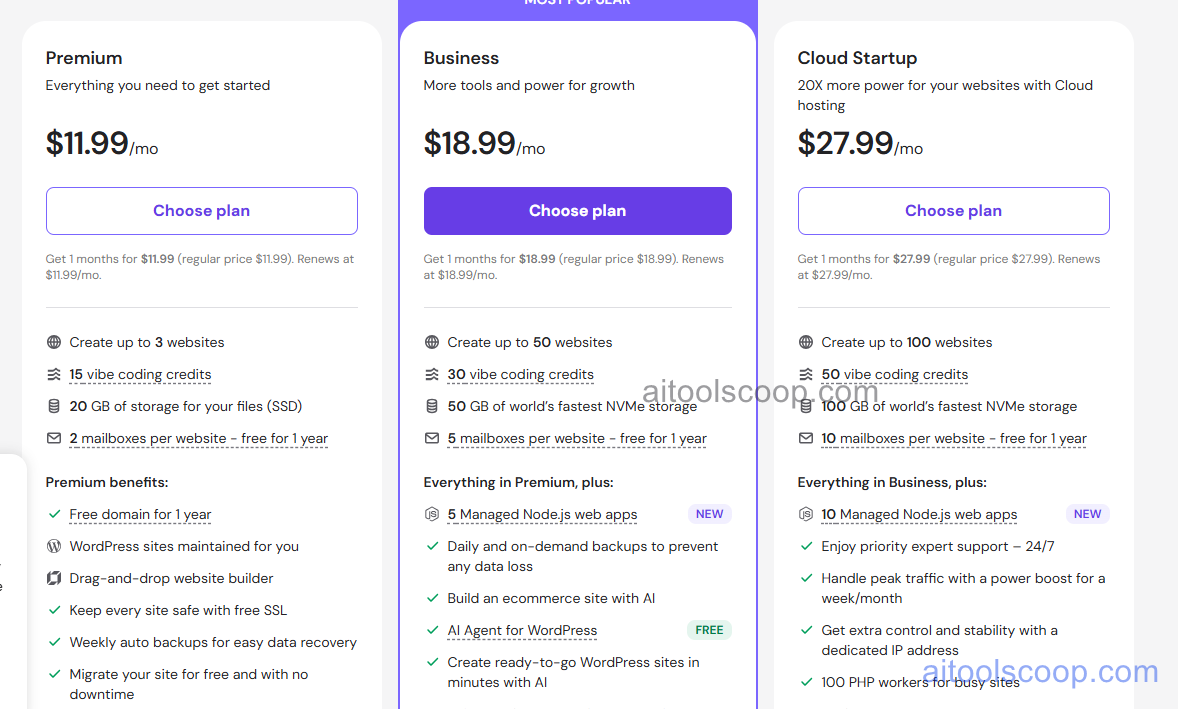 Hostinger pricing plans