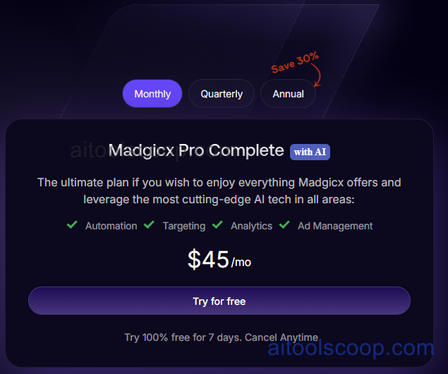 Madgicx pricing plans