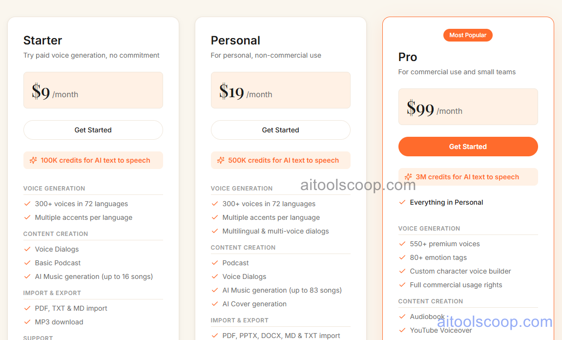 NoteVibes pricing plans