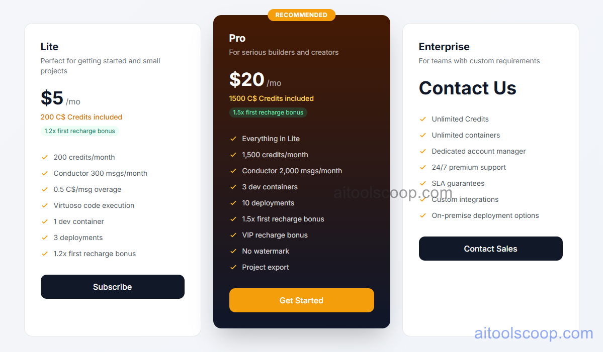 NxCode pricing plans