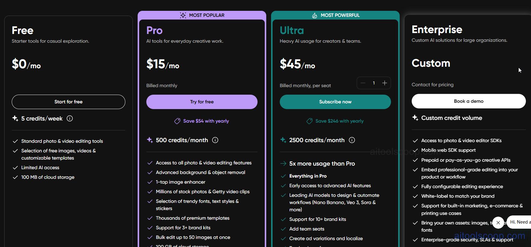PicsArt pricing plans