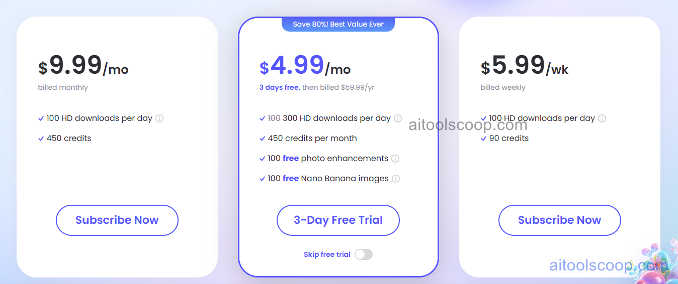 PicWish pricing plans