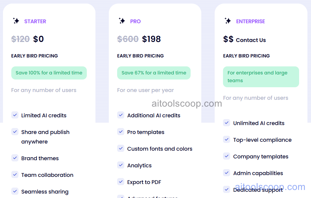 Presentations.AI pricing plans