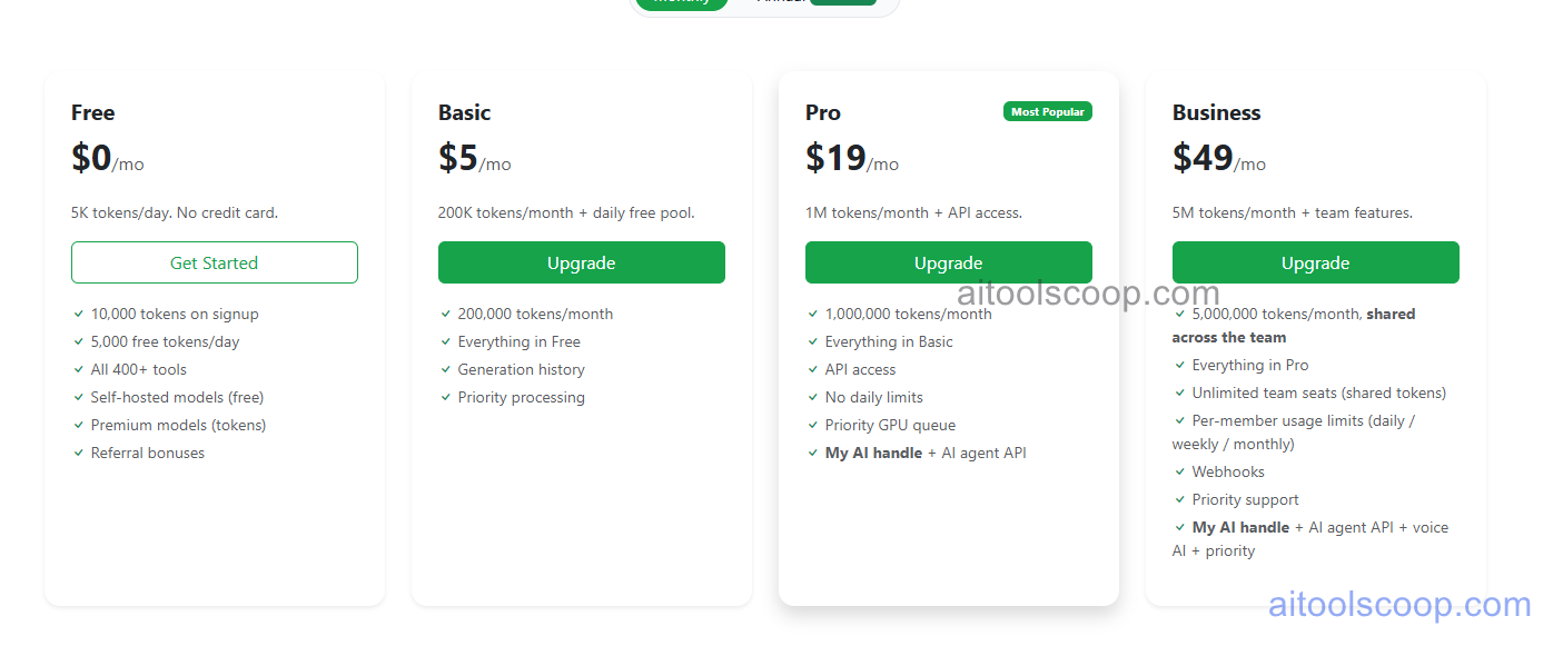 Rewind AI pricing plans 2026 — Free, $5/month, $19/month, $49/month billed monthly