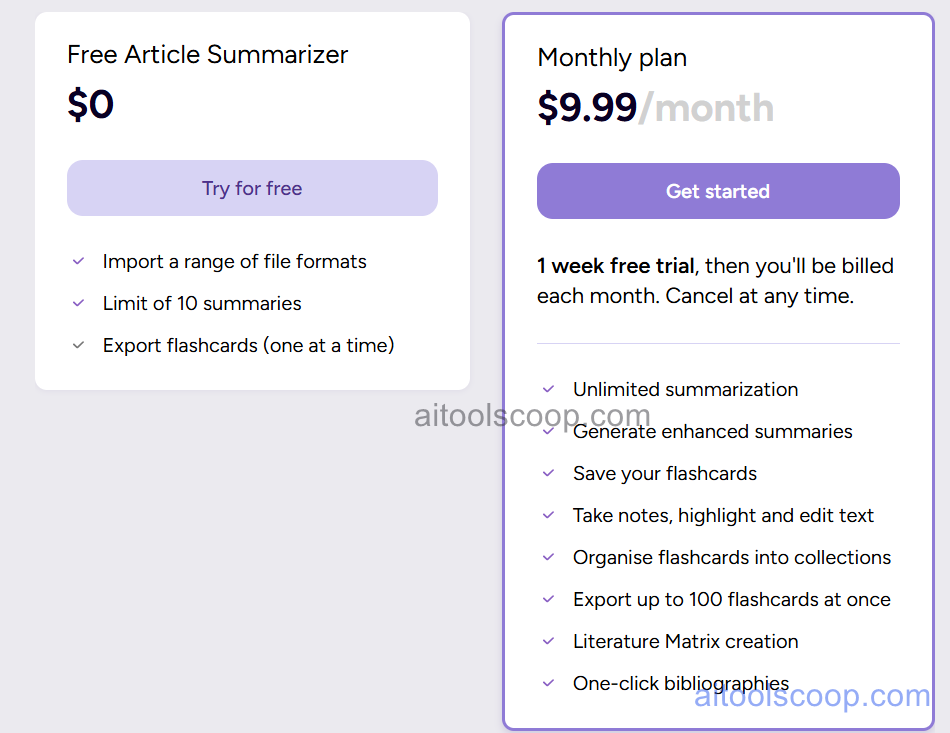 Scholarcy pricing plans — Free Chrome Extension and Personal Library subscription