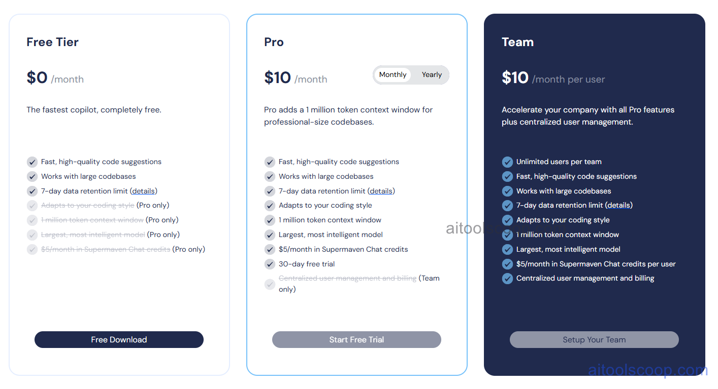 Supermaven pricing plans