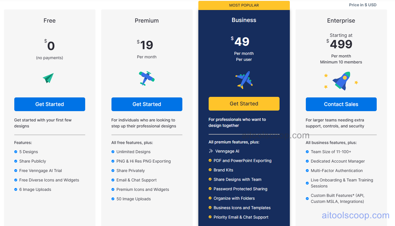 Venngage pricing plans