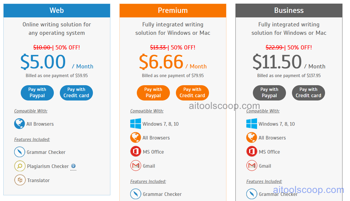 WhiteSmoke pricing plans