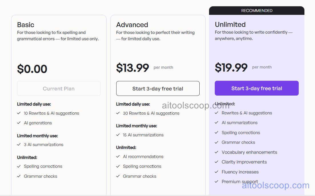 Wordtune pricing plans